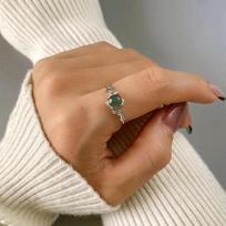 New S Sterling Silver Green Moss Agate Stone Ring for Women Engagement Jewelry Gift China Mainland