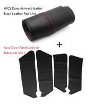 For VW Tiguan 2017 2018  8pcs Microfiber Leather Interior Door Panels Guards + Door Armrest Panel Cover Protective Trim 8pcs Black-red line