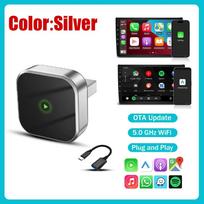 2IN1 Automobilio AI dėžutė Laidinis į belaidį CarPlay Plug & Play WiFi 5.8GHz Bluetooth 5.0 Išmanusis Dongle Android Auto Mini Adapteris juoda