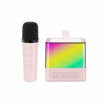 Karaoke Wireless Portable Bluetooth 5.3 Speaker With Microphone RGB Portable Music Player Karaoke Machine for Child Home Gift White-1 MIC