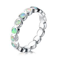Bamos Cute Silver Color Rings Trendy White/Blue Fire Opal Finger Ring Wedding Jewelry For Women Best Gifts 6