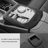 Skirta BMW 5 serijai 2024 2025 G60 Alcantara apdaila Automobilio centrinės konsolės pavarų perjungimo panelė Langų stiklo pakėlimo rėmelis Porankio dangtelis Center Gear Panel white