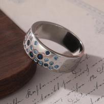 able Classic Wide Ring Paired with Round Blue Synthetic Zircon, Exquisite Jewelry for Women's Holiday Parties 6