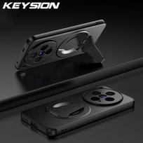KEYSION Magnetic Phone Case for VIVO X300 Pro 5G Metal Paint Silicone+PC Upright Kickstand Shockproof Cover for VIVO X300 Pro for VIVO X300 juoda