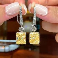 European & American Style Luxurious Princess Square Sugar Dangle Earrings: Elegant Socialite Ear Cuffs for Women