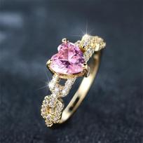 Pink Diamond Heart Ring Heart-Shaped Simple Luxurious Elegant  Jewelry for Women 6