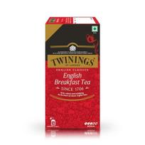 Twinings English Breakfast arbata, 25 arbatos maišeliai | 1 pakuotė | Angliška klasikinė serija | Aukščiausios kokybės juodoji arbata | Vidutinio stiprumo