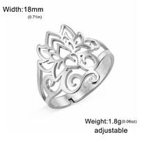 COOLTIME Adjustable Lotus Ring for Women Stainless Steel Stackable Boho Minimalist Spiritual Jewelry Wedding Gifts resizable
