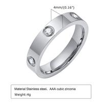 4mm 6mm Luxury Cubic Zircon Stainless Steel Ring for Women Men, Gold Plated Chunky Waterproof Finger Jewelry for Lover Size 5-12 5