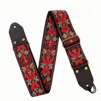 Gitaros dirželio siuvinėjimas Bohemian Style Reguliuojamas medvilninis Ukulele pečių diržas ruda