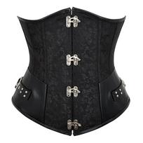 Dirbtinės odos korsetas po krūtine, juosmens formavimas, gotiški korsetai, juosmens sutvirtinimas, bustieriai, steampunk siuvinėjimas, trumpas juosmens treniruoklis 6XL juoda