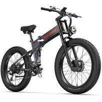 Elektrinis dviratis bekele Dukawey BST-6 26  1000Wx2 variklis suaugusiems Ebike 48V 17.5AH Dvigubi hidrauliniai stabdžiai Pilna amortizacija Didžiausias greitis 42km/h juoda/raudona
