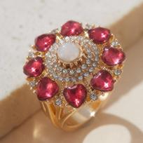 Vintage Floral Ring with Sparkling Synthetic Zirconia, Elegant Jewelry Ring for Men Women 9