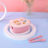 Mokyklos vaikų nešiojamas bento su šakute ir šaukštu priešpiečių dėžutė nepralaidi plastikinis anime mikrobangų maisto indas mokyklinio amžiaus vaiko priešpiečių dėžutė rožinė
