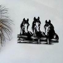 Handmade Forged Metal Horse Wall Art Wood Backing Indoor Outdoor Decor
