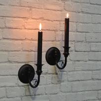 2x Metaliniai žvakidės laikikliai Kandelabras Retro Art Sieninis laikiklis žvakėms Degtukams Valgomojo kambariui Šventei Židiniui Miegamajam Sodybai juoda