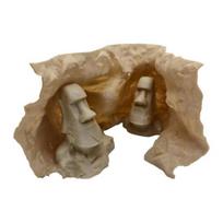 Akvariumo urvas Tunelis Velykų salos Moai statulos po žvyru Urvas Mažų žuvyčių ir krevečių slėptuvė S