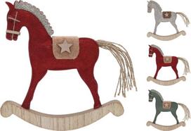 Pastatoma dekoracija Medinis arkliukas, 22 cm, 3 skirtingų rūšių