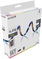 LED juostos komplektas AVIDE, IP65, 6,8W, RGB, 5V, SMD5050, 30LED, USB, su pultu 24 kl, 2m