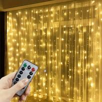 LED užuolaidų girlianda su pulteliu, Šiltai balta