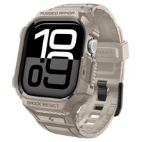 Beige spalvos sportinio stiliaus apyrankė/dėklas "Spigen Rugged Armor Pro V2" laikrodžiui Apple Watch 10 / 11 (46 MM)