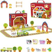 TOOKY TOY medinės fermos figūrėlės lagamine