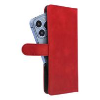 Universal book case, standard size, for IPHONE 12 / 13 / SAMSUNG S6 / A5 2016 / XCOVER 4 / S22 / HUAWEI P8 2017, red