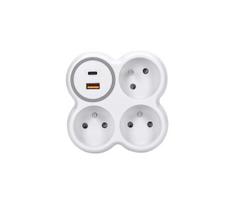 Solight P106C-PD20 - maitinimo juosta 3x 16A su integruotu USB A+C 20W greituoju įkrovikliu