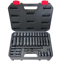 Smūginių galvučių rinkinys, ilgos/trumpos 1/2″, 8-24mm, ilgintuvai, 18 vnt.