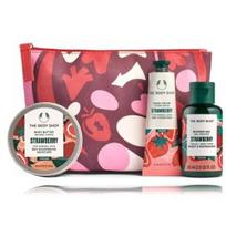The Body Shop Strawberry rinkinys kūnui (60 ml. dušo gelis + 50 ml. kūno sviestas + 30 ml. rankų kremas + kosmetinė) - Rinkinys