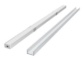 LED profilio komplektas, 3m, paviršinis, anoduotas, su baltu dangteliu, laikikliais ir aklėmis