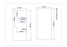 Dušo kabinos galinis stiklas 710x1570 juodas