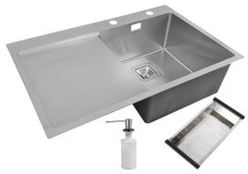Nerūdijančio plieno plautuvė D6845H SATIN dešinė su sifonu