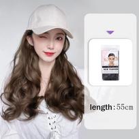 Bybrana Natural Black Long Wavy sintetinis perukas, beisbolo kepurė, reguliuojama mergaičių kepurė