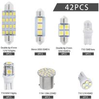 42 VNT T10 6000K 12V Baltas Kombinuotas LED Automobilio Žibintuvėlių Rinkinys Automobilio Kupolo Šviesa, T10 SMD LED Licencijos Plokštelės/Skaitymo Xenon Žibintuvėliai Automobiliui LED Interjero Sunkvežimio Šviesa 42pcs Set tamsiai mėlyna