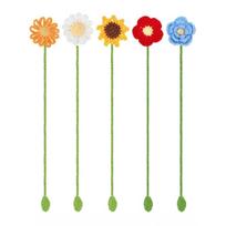 5 Pcs Knitted Daisy Book Markers Reading Bookmarks Crochet Flowers Page Markers Lovely Bookmarks for Book Lover 1