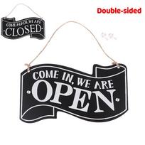 Double Sided Store Closed Board With Rope European-Style Wooden Business Door Hanging Tag Hanging Business Open Sign For Shop juoda