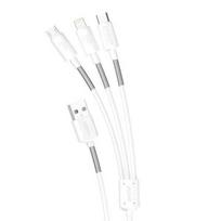 Dudao L8s Upgrade 3-in-1 USB Cable, 1.2 m, USB-A to USB-C/Micro-USB/Lightning, White