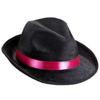 Platus kraštas Fedora skrybėlė Rožinis dirželis Aukštas skrybėlė Suaugusiems Unisex Mago skrybėlė Karnavalo skrybėlė 1 juoda