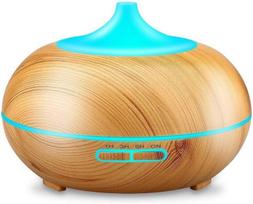Aromaterapinis eterinių aliejų difuzorius, su kintančia LED lempute, bevandenis automatinis išsijungimas baltas, 300 ml