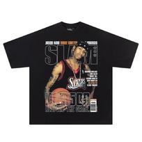 Hip-hop street basketball star print T-shirt for men and women the same loose casual 100% cotton round neck short-sleevedT-shirt S juoda