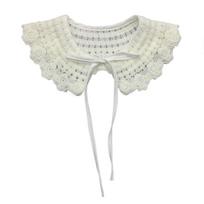 Knitted Flower Mini Capelet for Girls Tie Up Detachable Fake Collar Shawl Scarf