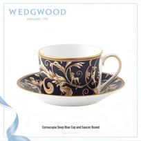 Wedgwood Cornucopia tamsiai mėlynas puodelis su lėkštute