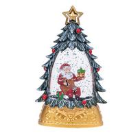 Kalėdinis Sniego Gaublio Žibintas Apšviestas Santa Klausas ir Kalėdų Eglutės Scena Žėrintis Vanduo Sniego Gaublio Dekoracija Namų Staliniam Dekorui C žalia
