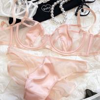 1 Set/French Ultra Thin Cup Underwear Set Sexy Lace Summer Breathable Bra Set Adjustable Strap Push Up Brassiere Lingerie 70B juoda