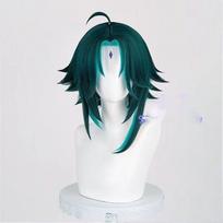 Genshin Impact Xiao cosplay with a wig, Liyue Herald Guardian Yaksha miško žalia spalva