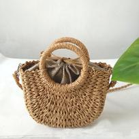 Madinga daržovių krepšio rankinė ant peties, crossbody, rotango, šiaudų rankinė, rankų darbo pynimas One Size chaki