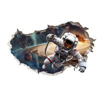 Cartoon Astronaut Wall Stickers for Kids Room Bedroom Living Room Self Adhesive Removable Space Theme Decoration 30x90cmx2pcs įvairiaspalvis