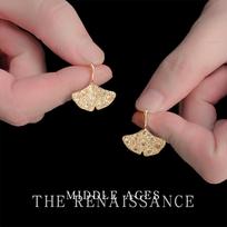 Ginkgo biloba~ Medieval full zircon ginkgo biloba stud earrings literary retro earrings earrings