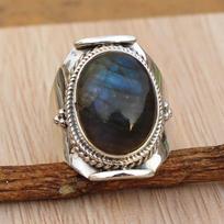 Large Antique Jewelry Natural Zircon Labradorite Ring Wedding Engagement Rings Size 6-10 8 mėlyna